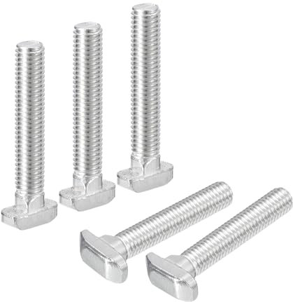 QUARKZMAN 20Pcs Pernos De Ranura En T, M8 x 50mm Perno De Cabeza De Martillo Tornillo En T Para Perfil De Extrusión De Aluminio De La Serie 4040, Acero Inoxidable 304, Plateado