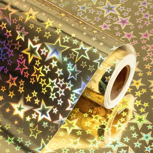 Wikadlik Carta da regalo olografica dorata, graziosa carta da regalo con stelle per festa della mamma, compleanno, matrimonio, addio al nubilato, Natale, baby shower