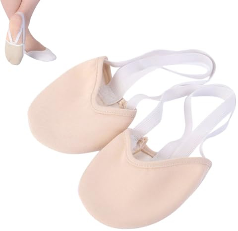 ibasenice Half Toe Shoe Sole Sock Knitted Stretch Canvas Ballet Shoe for Contemporary Ballet and Rhythmic Gymnastics Double Elastic Hand Pleated Toes 1 Pair Skin Colour size 36-37