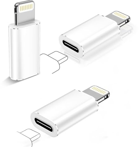 RS Adaptador USB C a Lightning, 3 Piezas Adaptador USB C Hembra a Lightning Macho | Compatible con iPhone 14/13/ Pro/Pro MAX/iPad y Dispositivos Android Samsung, Xiaomi – NO para Auriculares/OTG