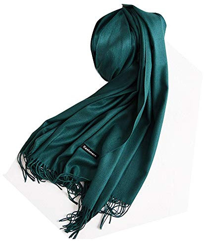 Vegena Damen Warm Schal,Klassische Volltonfarbe Cashmere Kopftücher,Tücher mit Quasten/fransen,200CM × 70CM Pashminas