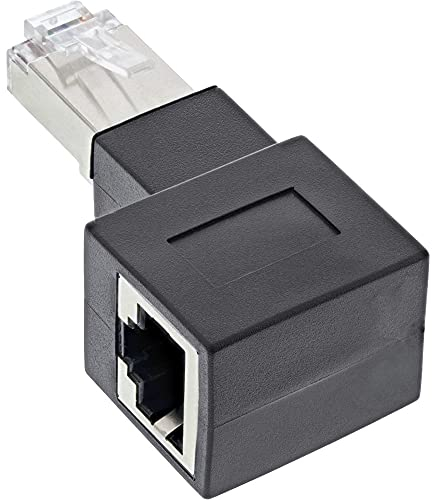 InLine® - Adattatore RJ45 cat. 6A, connettore RJ45 maschio/femmina, 90° verso destra
