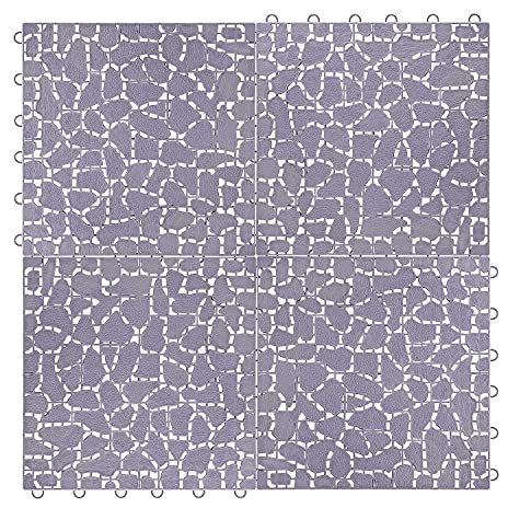 Taylor & Brown - Piastrelle per sentieri ad incastro grigie, 28 x 28 cm, facili e veloci da posare per esterni, in plastica, per patio, piscina e balcone, 4 pezzi