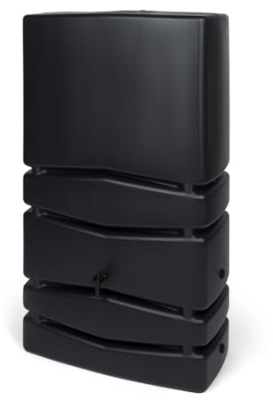 Kreher XXL Regentonne Aqua Tower aus Kunststoff in verschiedenen Größen und Farben (wählbar). Tolle Optik in einem schlichten, edlen Design - mit Auslaufhahn! (350 Liter, Anthrazit)