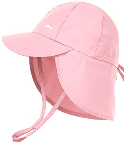 FURTALK Toddler Sun Hats Baby Girls Boys Summer Beach Hat Quick-Dry UPF 50+ Adjustable Kids Swim Hat with Neck Flap, Pink, 6-24 Months