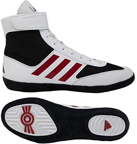Adidas Men's Combat Speed 5 Wrestling Shoe, Black/White/Red, 4.5