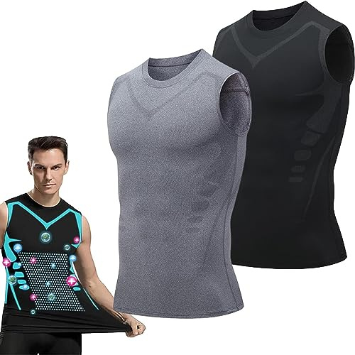 Maillot de Corps Façonnant Ionique, Débardeur de Compression pour Hommes, sous-vêtements Amincissants, Gilet Musculaire pour Hommes, Vêtements Moulants (2 Pièces)