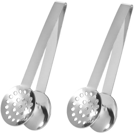 2 Packs Tea Bag Squeezer Tongs Stainless Steel Tea Strainer Holder Grip Handle Sugar Clip Round Tea Bag Tongs for Kitchen Bar Tools