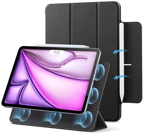 ESR for iPad Air 13 Inch Case M4/M3/M2 (2026/2025/2024), iPad Pro 12.9 (2022/2021/2020), Powerful Magnetic Stand, Slim Trifold Stand Case, Supports Pencil Pro and Pencil (USB-C), Rebound Series, Black