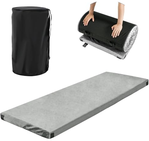 COSTWAY Memory Foam Camping Mattress, 6.5cm Thick Waterproof Roll Up Sleeping Mat with Zipper & Carry Bag, Portable Foldable Floor Guest Bed for Indoor Home, Outdoor Camping & Sleepover Use (Grey)