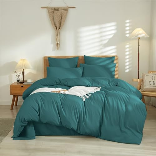 Juego de Funda Nordica Cama 135/150 Petróleo 100% Microfibra Transpirable Suave Moderno Juego de Funda de Edredón 240x220 y Fundas Almohada (50x75cm)