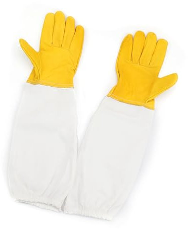 SRJQXH Imkerhandschuhe Paar Schaffell Bienenschutzhandschuhe Größe XXL Stichfeste Handschuhe, mit Langen Ärmeln aus Segeltuch für Einsatz Bienenhaus