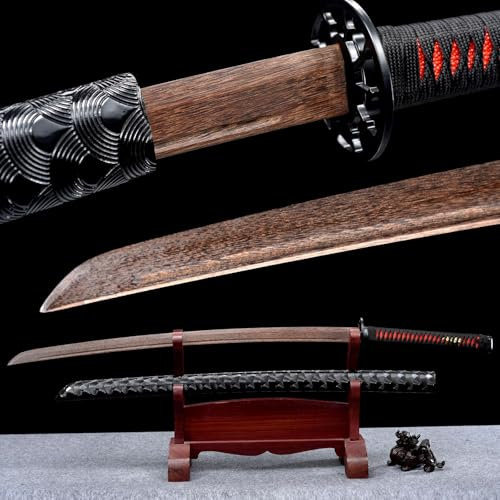 Bokken fatto a mano 102,5cm,spada da samurai in palissandro naturale,protezione per le mani in ferro,fodero in legno avvolto in pelle,katana in legno per regali,espositori,cosplay,allenamento kendo