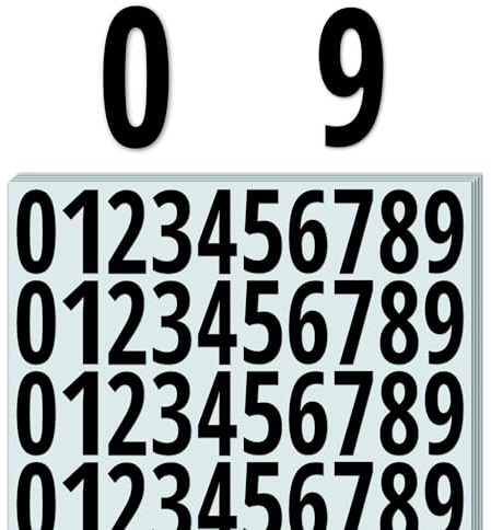 600 Stycken, 50mm - Nummer Klistermärken, Vattentät Vinyl Stick On Numbers Stickers - Svarta