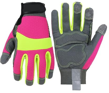 Guantes De Trabajo De Invierno Guantes de trabajo de seguridad for mujer, reflectantes de alta visibilidad, color rosa, guantes antivibración, guantes de trabajo de jardín mecánicos transpirables Para