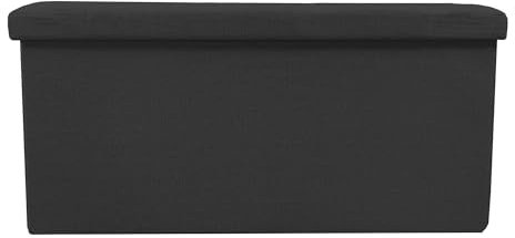 Nyana Puff Ottoman Rectangular Tela Plegable 76x38x38cm Home | Gran Almacenaje | Estilo Otomano | Tela Resistente (Negro)
