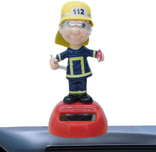 Rukjmqi Pompier Solaire Pompier Jouet Dansant Solaire, Tableau De Bord De Voiture Bobblehead Dancer Pompier, Figurines De Tableau De Bord Solaire, Figurines De Danse Solaire, Pompier Solaire Oscillant