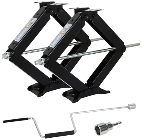 Pont elevateur Voiture Remorque Stabilisateur Nivellement Ciseaux Jacks avec Poignée -24- 9000lbs - Ensemble de 2 Leve Voiture