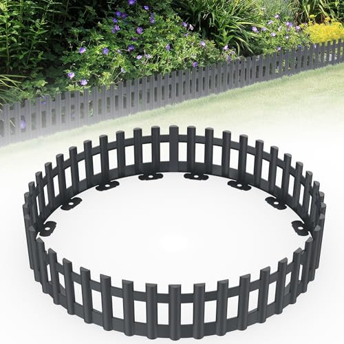 Yznahre Gartenzaun Zaun Zierzaun Kunststoff 2,58m Rasenkante, Lattenzaun, Garten Steckzaun zur Beetumrandung (Anthrazit)
