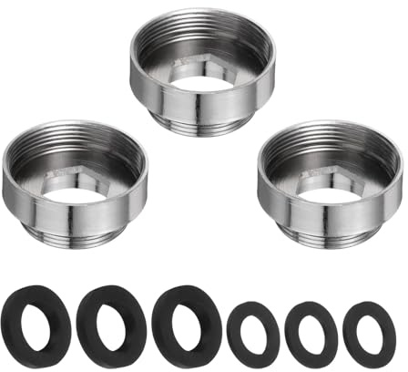 sourcing map Lot de 3 adaptateurs de robinet, mâle 2,2 cm vers femelle 2,5 cm, aérateur de robinet en acier inoxydable pour connecter un tuyau d'arrosage, un filtre à eau, un inverseur de tuyau