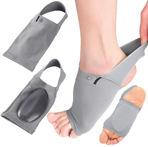 Weiara 2 pezzi Arch Support Sleeve con cuscinetto in gel interno per fascite plantare, a compressione, supporto per arco plantare, supporto per piedi piatti, alti e cadute, arch per uomini e donne