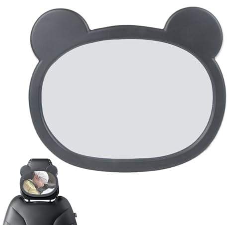 Espejo de coche de bebé rotación de 360 grados | Espejo para asiento de coche trasero a la carretera - Resistente a los golpes con marco de dibujos animados de seguridad para el puericultura asiento