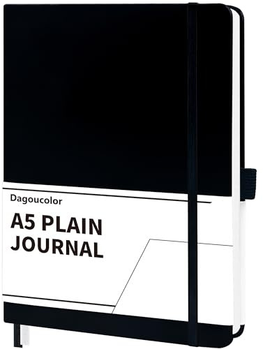 DagouColor Notenbuch, A5, 90 Blatt (180 Seiten), Hardcover PU Leder, 120GSM Premium Notizbücher for Büro Schule Zuhause Geschäft Schreiben & Notizieren, Tasche, Elastisches Bandverschluss