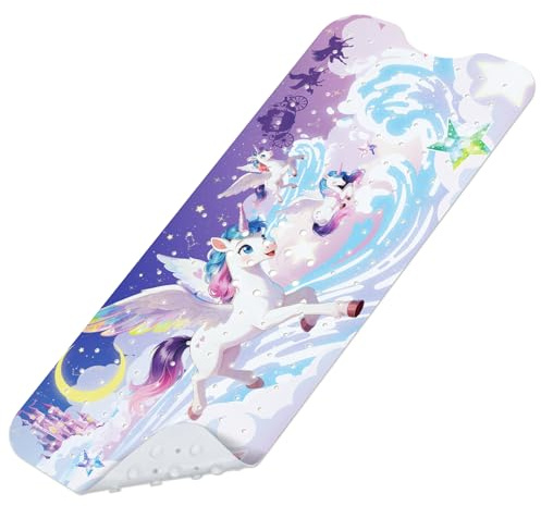 Tappeto Tappetino Doccia Antiscivolo Vasca Antiscivolo da Doccia Bagno per Bambino Bambini 100x40cm, con 200 Ventose, Senza BPA e Lavabile in Lavatrice - Unicorno