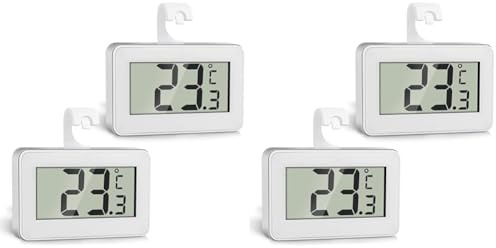 Romon Thermomètre Frigo, 2 Pièce Thermometre Numérique Mini Digital LCD Thermomètre avec Crochet, Thermometre Congelateur Température Capteur Testeur pour Réfrigérateur Cuisine Congélateurs, Blanc