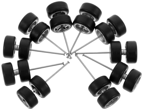 Veemoon 1/64 Scale Alloy Diecast Model Wheels Set with Silver Rubber Tires 5-star, Tree Fork B, 10-claw, 7-claw 6-claw Styles for Rc Car and Truck Replacement