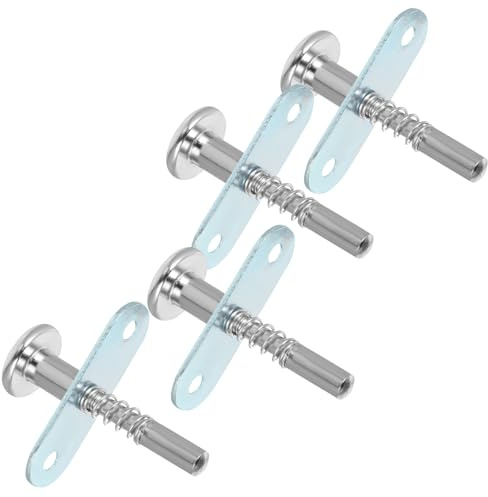 WOONEKY Loquet de Mini-Berceau 4 Pièces, Loquets à Piston à Ressort pour Lit d'Garçon et Filles, Ferrures de Fixation, Installation Rapide, Usage pour Lits Naissance et Couleur Aléatoire