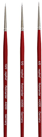 repino Profi Künstlerpinsel/Rotmarder Pinsel Echthaar Pinsel Set fein - für Öl Acryl Aquarell Figuren Details