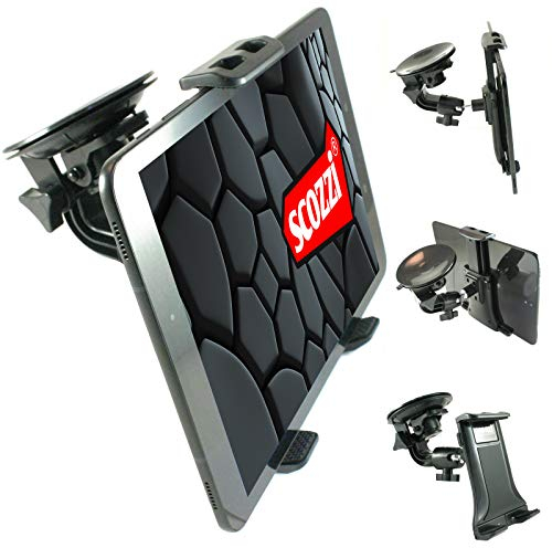 scozzi Tablet Halterung Auto (9cm Saugnapf) Scheibe Halter zB kompatibel mit Apple iPad,Lenovo,Samsung Galaxy Tab S9 S8 S7 S6 S5e A7 A E P12 P11 Yoga 13 11 M10 M8 FE Lite Air Mini Plus Pro