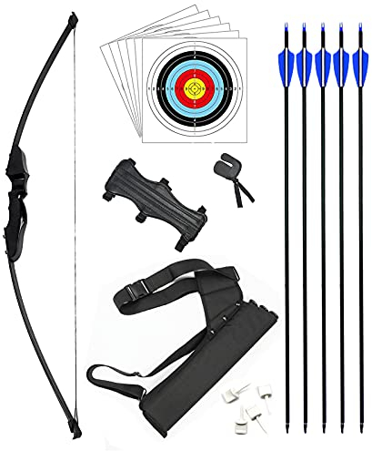 Dostyle Recurve Bogen und Pfeil Set Outdoor Bogenschießen Recurvebogen Jagd 40lbs Erwachsene Anfänger Schießen Langbogen mit Bogenschießen Zubehör