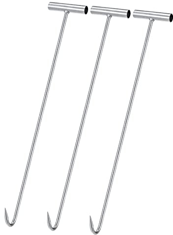 uxcell T-Handle Meat Boning Hook, Galvanized T Hooks for Kitchen Butcher Shop Restaurant 24(600mm) 3Pcs