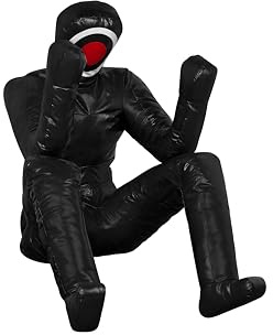 Mannequin d'entraînement MMA (position défensive) pour la boxe, le combat, le lancer, le grappling, le karaté, le jiu-jitsu, l'entraînement de lutte – Non rempli (noir, 145 cm)