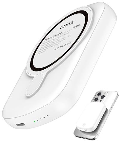 OIMYE Mag-Safe Powerbank 10000mAh, Wireless Power Bank PD 20W Schnelles Laden, Magnetische Powerbank Kompatibel mit Magsafe für iPhone 15/14/13/12 Serie, Mini USB C Power Bank Externe Batterie Pack