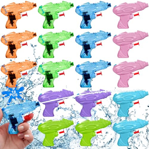 ZHHGOO 18Pezzi Mini Pistole piccole ad Acqua,Pistola ad Acqua All'aperto per Bambini, Pistola ad Acqua per Adatto Giochi D'acqua Estivi Spiaggia Piscina Giardino, Feste di Compleanno