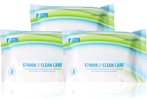 Nitras Clean Care Feuchte Einmal Waschhandschuhe mit Aloe Vera & Kamille für Gesicht, Körper, Hände - 8 besonders weiche & erwärmbare Tücher Größe 23 x 14 cm (3)