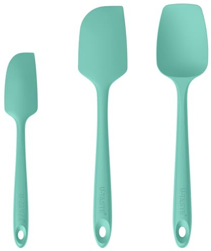 U-Taste Spatule en Silicone Lot de 3: 250℃ Résistant à la Chaleur Maryse Sans Bpa, Grattoir Marise de Cuisine en Caoutchouc Souple et sans Bpa pour Ustensiles de Cuisine Antiadhésifs (Ciel Aqua)