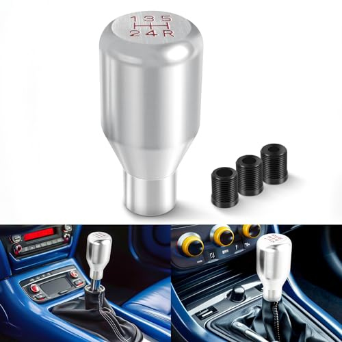 DREAMIZER Auto Schaltknauf, schaltknäufe schalthebel auto, universal 5 Geschwindigkeits Gang schaltknauf, metall manueller schaltknauf schaltknüppel mit 3 Adaptern 8mm 10mm 12mm