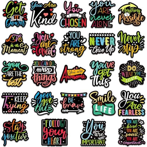 Sinmoe 24 Pcs Inspirational Fridge Magnets Locker Magnets for Girls Cute Black Motivational Quotes Refrigerator Decorations for School Classroom Whiteboard Office Car Accessories
