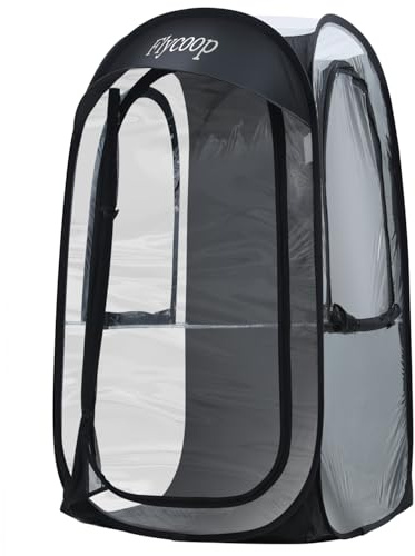 Sports Tent Pop Up Shelter: Flycoop 37 L x 37 W x 63 H Weather Sports Pod for 1 Person Shelter in Winter Portable Camping Tents Outdoor Cold Weather Screen Bubble House Pod Shade Tent (Black)