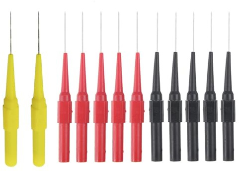 12 Stück Testsonde Multimeter Prüfsonde 0.7 mm Piercing Nadel Sonde Multimeter Messleitung Sonde Isolationspiercing Probe für Professionellen Messung(Rot, Schwarz, Gelb)