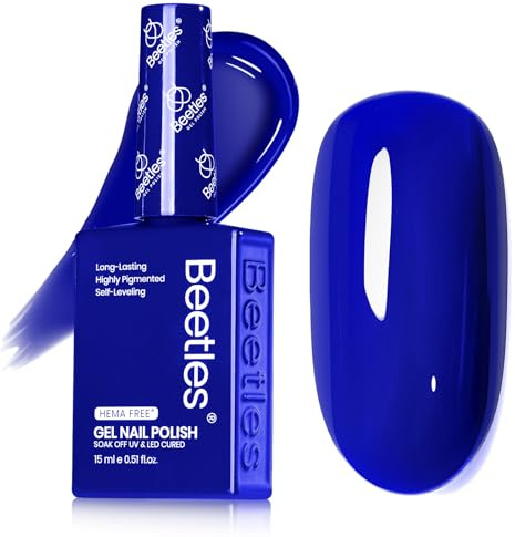 Beetles Dunkelblauer Gel-Nagellack – 15 ml volle Größe Königsblau Hema-freier Gel-Lack Nagelkunst Maniküre, Salon, DIY, bunte Flasche, Geschenk für Frauen
