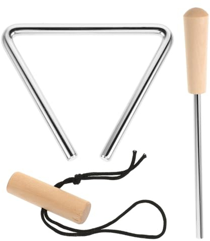 Warmhm Triangle Instrument, Rhythm Steel Triangles Music Instrument Hand Percussion Tool with Striker (4 Inch)