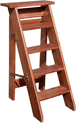 Escabeau pliable à 5 marches en bois massif épais pour intérieur portable escalier mobile pour grenier 4/5/6 marches pour un accès facile et pratique