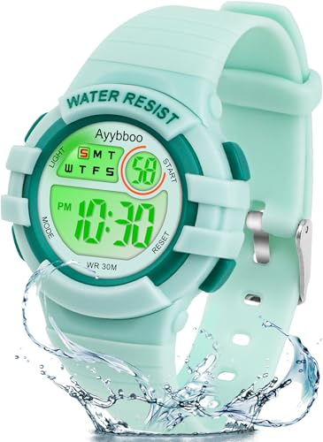 Ayybboo Reloj Niño Digital Infantil con 7 Luces LED,Impermeable 3 ATM, Alarma,Fecha,Cronómetro,Reloj Deportivo de Pulsera para Niñas y Niños,Regalo Ideal