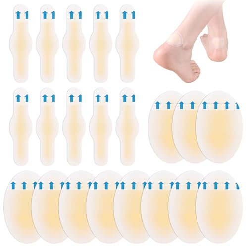 Lot de 20 Pansements Invisibles Hydrocolloïde Gel Bandages pour Pieds, Orteils et Talons (20 Pièces, M)