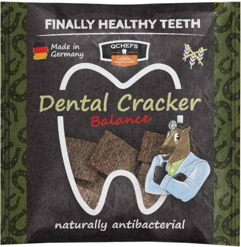 QCHEFS Galleta para cepillos de dientes Balance Caballo cuidado dental natural sin cepillo – golosinas saludables contra el sarro y el mal aliento - limpieza diaria de los dientes
